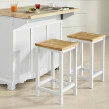 SoBuy Kitchen Chair Set Of 2 Wood White - White+Khaki - View 7