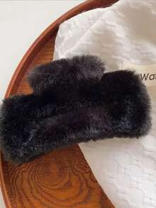 4 pièces Nouveaux clips carrés en peluche grande taille pour l'automne/l'hiver, pinces à cheveux, accessoires pour cheveux pour femmes. Pinces à cheveux mode automne, accessoires automne, pince à cheveux pour la beauté, pour la maison, pour les cadeaux, pour les tenues de vacances pour femmes - Multicolore - Voir 4