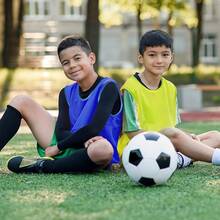 12 Pcs Nylon Mesh Scrimmage Practice Vests Pinnies Jerseys Children Youth Sports Basketball Soccer - Yellow, Dark Blue - View 11