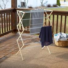 Household Essentials Clothes Drying Rack, Stabile Wood Frame With Slanted Feet, Smooth Vinyl Wrapped Rods, 23.8 Feet Of Hanging Space, Ready To Assemble, Flat Top, Natural - Natural/White Birch - View 3