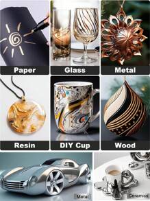 Liquid Gold Chrome Markers, Permanent Reflective Metallic Gold Paint Pen, High Gloss Car DIY Model Painting, Touch Up Repair Kit For Plastic Metal Glass Fabric Ceremic Resins(Gold/Silver/Red Gold/Copper Gold)