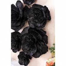 CZ Black Paper Flowers Decorations For Wall Black Artificial 3D Flowers For Wedding Decor  Shower Bridal Shower Set 6 8434 - màu đen - Xem 3