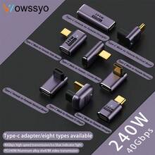 WOWSSYO 1pc 90 Degree USB-C Adapter, USB4.0 Type-C Adapter Supporting Thunderbolt 3, 40Gbps Data Transfer, 240W Fast Charging, 8K@60Hz Video Output, Compatible With Laptops, Tablets And Smartphones - Multicolor - View 2