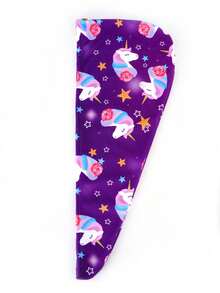 2条装超细纤维干发巾，女童款，2件套速干发巾带纽扣，湿发头巾，女童款，暗黑独角兽 - 彩色 - 查看 20