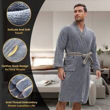 Men's Bath Skirt, Luxurious Coral Velvet Bathrobe-Super Long, Thick And Absorbent, Soft And Lint-Free, Very Suitable For Sauna, Swimming, Soft Texture For Fall/Winter, Home Relaxation, Bathrobe, Autumn Winter Wear,Gym And Family Use, Ideal Christmas Gift.