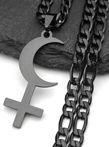 Lilith Crescent Inverted Cross Necklace Stainless Steel Astrological Symbol Sign Necklaces Satan Jewelry Cruz Invertida - Necklace - View 15