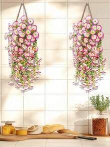 1/4 Stücke 75cm künstliche hängende Blumen, gemischte Farben Prunkwinde und Eukalyptusblätter, UV-beständig, realistisch, ohne Behälter, für Valentinstag, Weihnachten, Halloween, Erntedankfest, Muttertag, Frühlingsdekor, verschiedene Räume, Außenbereich, Büro, Gartendekoration