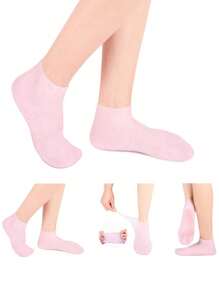 Pink Silicone Moisturizing Hand Mask & Foot Mask Gel, Cuticle Remover, Nourishing Hand Gloves & Foot Socks