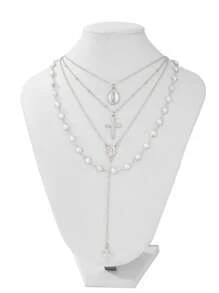 1/4pcs/Set Bohemian Style Vintage Metal Cross Y-Necklace Set, Suitable For Women's Daily And Holiday Wear, Gift For Friends On Festivals (Chain Length Based On Actual Item)