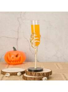 80ml Vintage Black Pedestal Cup Desktop Decor, Halloween Decoration Props. Halloween Pedestal Cup With Ghost Skeleton Hand Plastic Champagne Glass For Decoration And Haunted House