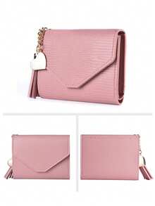 Ví da giả đa năng có tua rua trang trí dễ thương, ví ngắn cho nữ, ví đựng tiền xu, ví đựng thẻ, ví kiểu phong bì cho nữ, ví mini, ví in họa tiết da báo, ví in họa tiết báo đốm, ví nhỏ dễ thương - Nhiều màu - Xem 11