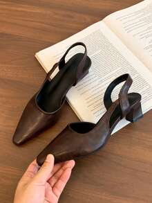 2025 New Vintage Mary Jane Shoes For Women, French Style Low Vamp Thick Heel Small Leather Shoes High Heels, Autumn, Elegant, Women Pumps, Elegant