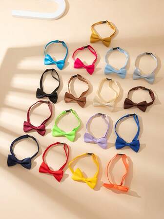 1 pieza Corbata de moño minimalista de doble capa de unicolor para niños, disponible en 17 colores, adecuada para niños y niñas, presentación de bebés, corbata de moño elegante