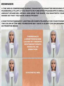 websterwigs Tóc giả tổng hợp thẳng tự nhiên màu tím khoai môn và xám bạc Halloween 13x4, sợi chịu nhiệt chất lượng cao, bộ tóc giả đầy đủ cho nữ - Nhiều màu - Xem 12