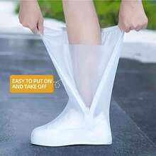 Waterproof Rain Shoe Covers, Calf-Length Shoe Covers, Thick Anti-Slip Durable Reusable Shoe Covers