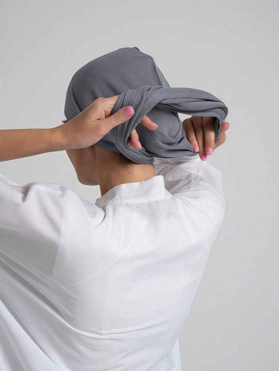 1件装女士多功能经典纯色头巾/头巾，可调节头巾式，柔软舒适的粘胶面料，适合日常佩戴、运动、瑜伽等场合。