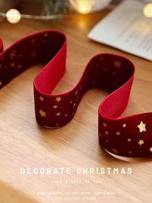 1卷圣诞天鹅绒丝带圣诞快乐字母麋鹿星2.18码天鹅绒圣诞丝带用于礼品包装圣诞树装饰工艺品花环用品家庭派对装饰配件