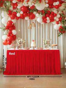 4pcs/1pc Pleated Solid Color Tableskirt, Suitable For Rectangular, Square, Round Tables, Ruffled Tablecloth, Wrinkle-Resistant And Easy To Clean, Applicable For Birthday Cake Table Decor, Banquet And Wedding Party, Bridal Shower, Various Party Celebrations