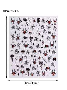 1/7 Peças Adesivos de Unha de Aranha de Halloween, Teia de Aranha de Strass da Moda, Coração, Estrela Decalques de Arte de Unha, Decoração de Unha DIY da Moda, Adequado como Presente para Família, Namorada, Melhor Amiga