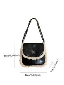 2025 Nowa jesienno-zimowa torebka na ramię z imitacji futra, łańcuszek, półokrągła torebka na ramię z siodłem dla kobiet, nowość w sprzedaży, futrzana torebka dla kobiet