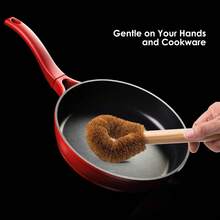 1pc Wooden Dish Brush, Natural Coconut Fiber Scrubber Brush, Long Handle Pot And Pan Cleaner, Tough On Grease And Grime, Comfortable Grip For Easy Use, Ideal For  Kitchen Living, Reduces Plastic Waste In Home (Random Color) - 棕色 - 查看 5