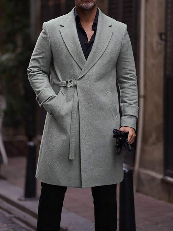 Manteau pour hommes, veste en laine, chemise grise boutonnée, convient pour le casual, les affaires, les déplacements, les sorties quotidiennes et le port de rue, automne/hiver