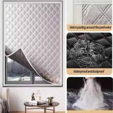 Insulating Curtain Convenient Self-Adhesive Cold Insulation Window Screen Sunshade Sound Insulation Double Layer Thick Insulating Curtain Blackout Curtain