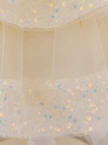 Baby Girls Sequin Tulle Cute Flower Girl Wedding Train Dress, Suitable For Party, Birthday, Outing, Does Not Include Headband