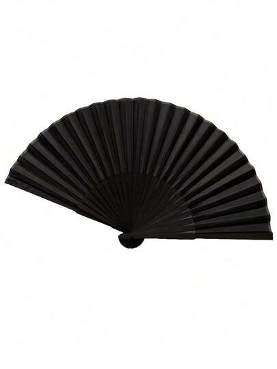 黑色经典折叠手扇，适用于婚礼、派对、演出、舞蹈、家居装饰、节日、礼品、生日、毕业典礼等各种场合。