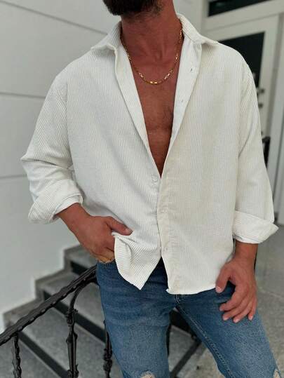 Chaqueta de manga larga tipo camisa para hombre, estilo "Old Money", otoño