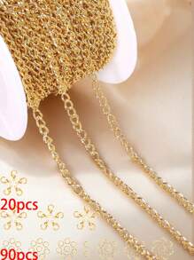5m/Roll Necklace Chain Kit For DIY Jewelry Making, Contains 20pcs Lobster Clasp & 90pcs Jump Rings, 1m/Pack Excluding Lobster Clasp & Jump Rings