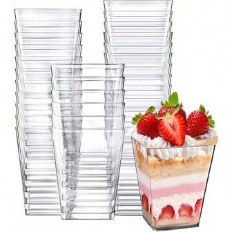 100/50pcs 5oz Parfait Cups, Pudding Cups Suitable For Fruit, Mousse, Ice Cream - Shooter Cups, Appetizer Cups For Catering, Events And Home Use