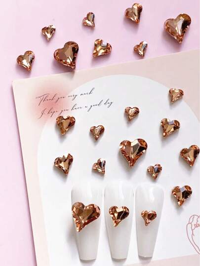 30 قطعة من الثلاثي الأبعاد بتصميم قلب ذهبي فاتح للزينة على الأظافر في فصلي الخريف والشتاء، مع مثقاب أظافر بني، DIY، بمقاسات 7 مم / 9 مم / 12 مم، أحجار كريمة للأظافر، منتجات الأظافر، إكسسوارات الأظافر