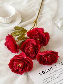 1/3/6 Stücke künstliche Seidenblumen 5-Kopf Lotus Faux Langstiel Pfingstrosen für Hochzeit, Feier, Zeremonie Dekoration, DIY Blumenarrangements, Wohnzimmer, Schlafzimmer, Esszimmer Dekoration