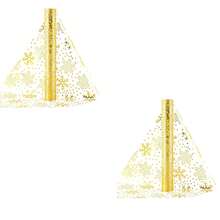 2pcs/Set Christmas Gold Snowflake Table Runner 11*197 Inches, Shiny Gold Foil Decor For Christmas, Holidays, Home, Party, Kitchen, Daily Use, DIY