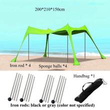 Cort pliabil portabil automat, cort de plajă cu protecție UV UPF 50+, adăpost solar, baldachin portabil cu 4 saci de nisip, stâlpi și frânghii anti-vânt pentru camping, curte, picnicuri, plajă și întâlniri în aer liber, adăpost solar pentru cort de plajă, adăpost pentru curte, elemente esențiale pentru picnic, suport robust pentru stâlpi, cort de plajă pliabil automat, protecție UV, cort de camping