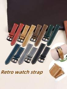 1 Pc Fashionable And Retroartificial Leather Watch Strap, Watch Accessories, Classic Stitching Design, Soft And Comfortable, It Is Suitable For Both Men And Women To Wear Daily In Summer.18mm 20mm 22mm