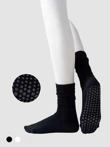 3 pares de meias femininas coloridas para ioga e dança, meias acolchoadas antiderrapantes, adequadas para pilates, ioga, balé, ginástica em ambientes fechados, hospital, uso em casa - Multicolorido - Ver 5