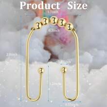 U Shaped Shower Curtain Hooks Rings,12 Pcs Durable Rust Resistant Metal Shower Hooks, Double Glide Smoothly Anti-Drop Shower Rings Shower Curtain Rod,Black - Vàng - Xem 2