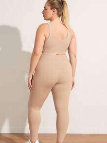 Plus Size Los Angeles Gym Pants Set - 米色 - 查看 3