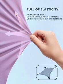 女士高弹力腰直筒冰丝裤，弹力腰抽绳户外休闲透气速干拉链口袋运动裤，夏季紧身裤 - 紫色 - 查看 4