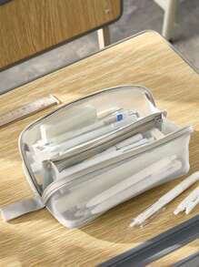 1个透明网状棱镜学生铅笔盒，考试专用大容量简约ins风初中高中学生文具盒，男女生通用中学及大学入学考试文具包，多功能铅笔橡皮尺桌面文具铅笔盒，铅笔袋，书包学习用品，返校季