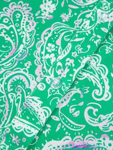 Acelitt 春秋绿色佩斯利印花长袖扣腰迷你连衣裙 - 綠色 - 查看 6