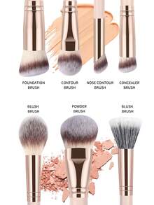 MAANGE 3/5/7/17pcs Professional Makeup Brush Set, Including Foundation Brush, Blush Brush, Concealer Brush, Contour Brush, Nose Brush, Foundation Brush, Detail Brush, Face Brush, Suitable For Daily Makeup And Travel Makeup, Makeup Brush Set Makeup Supplies Gift For Friends - Apricot - View 7