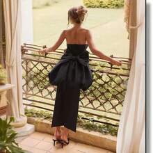 Bow Backless Sexy Party Dress Women Mini Spring Summer Dress Waist Wrap A-Line Ball Gown Dresses - Hồng - Xem 5