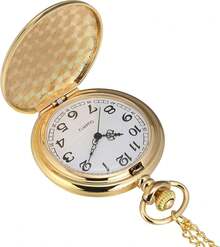 Smooth Vintage Pocket Watch With Chain (Gold)
