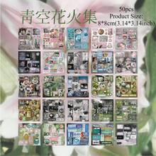 1 本 50 件古代风格元素贴纸书手机贴纸物件装饰贴纸手册材料贴纸优质防水乙烯基贴纸适用于剪贴簿、日记本和笔记本电脑 - 耐用且装饰性的成人剪贴簿用品贴纸书架透明贴纸书封口书贴纸书 - 彩色 - 查看 13