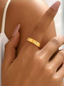 1 Stück Kleeblatt-Ring mit Zirkonia 925 Sterling Silber in Goldfarbe, schöner Schmuckring für Frauen, glamouröser Verlobungsring, hochwertiges Schmuckgeschenk für Mädchen für den täglichen Gebrauch und Dates