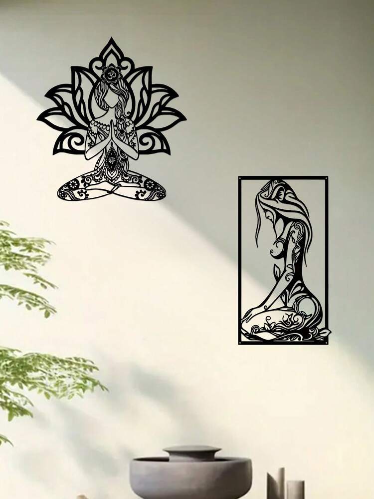 Nghệ thuật treo tường bằng kim loại Namaste For Lotus Girl - Đồ trang trí bằng sắt lấy cảm hứng từ Thiền với biểu tượng tiếng Phạn, Đồ trang trí treo trong nhà/ngoài trời thanh lịch cho nhà, sân, ban công - Quà tặng tân gia hoàn hảo - Nhiều màu - Xem 8