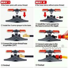 NetHong Compact Oscillating Sprinkler Garden/Lawn Sprinkler Automatic Watering UK~ - Green Three-head Sprayer - View 8